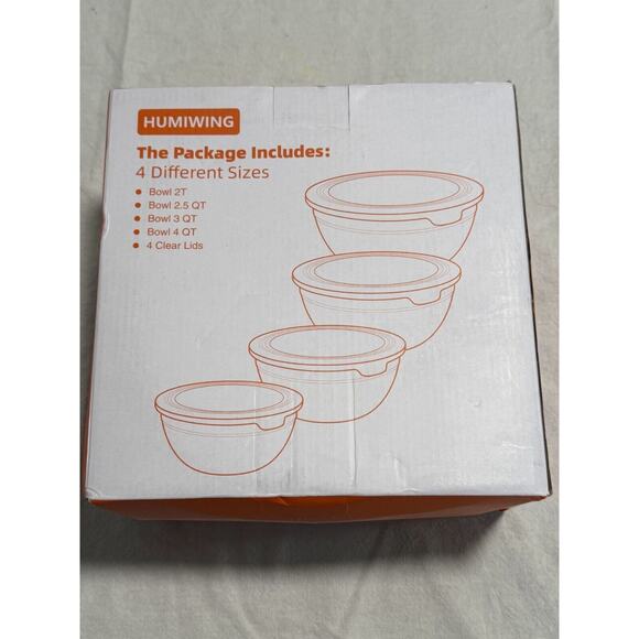 8-Piece STAINLESS STEEL MIXING BOWLS with Clear lids - BRAND NEW - Picture 1 of 4